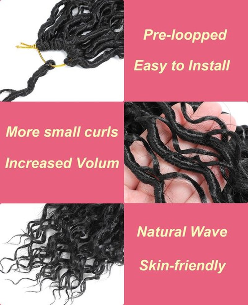 Pintress Goddess Locs Crochet Hair 10 Inch 8 Packs Boho Style for Women Pre Looped Crochet Hair with Curly Ends Short River Locs