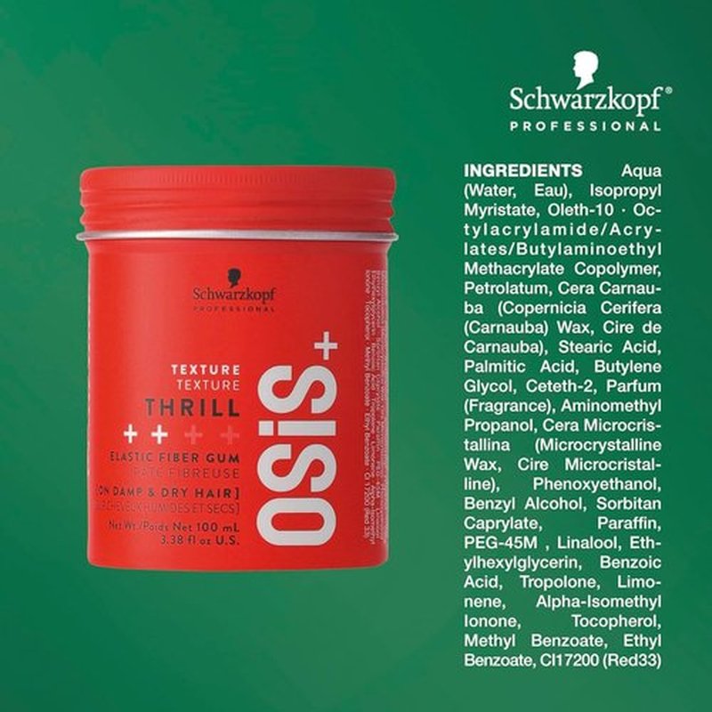 OSiS+ Thrill Fibre Gum, 2.8 oz (2 Pack) - Medium Hold Flexible Style Control – Bendable and Moldable Texturizing – Mega-Fibers and Natural Carnauba Wax for Long-Lasting Separation and Shine