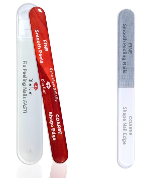 Bliss Kiss Nano Glass Nail Files & Buffer for Weak, Brittle, Peeling Nails for Women for Natural Nails with Case