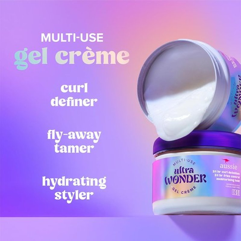 Aussie Ultra Wonder Gel Crème - All-in-One Moisturizing Hold Styler for All Hair Types, 10.1oz