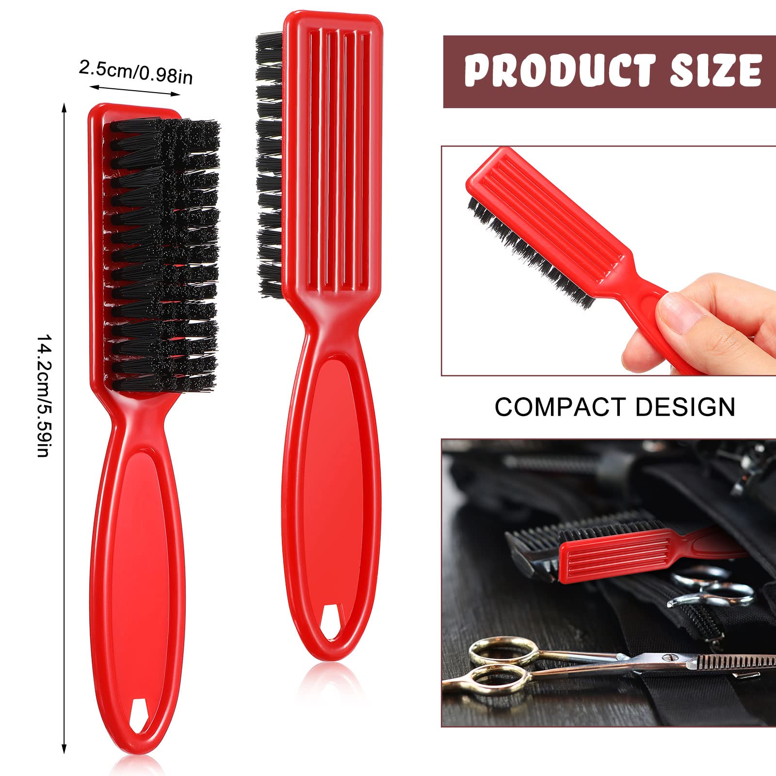 Patelai 12 Pcs Barber Clipper Brush Blade Trimmer Cleaning Brush for Fades Nail Neck Duster Manicure Salon(Black, Red)