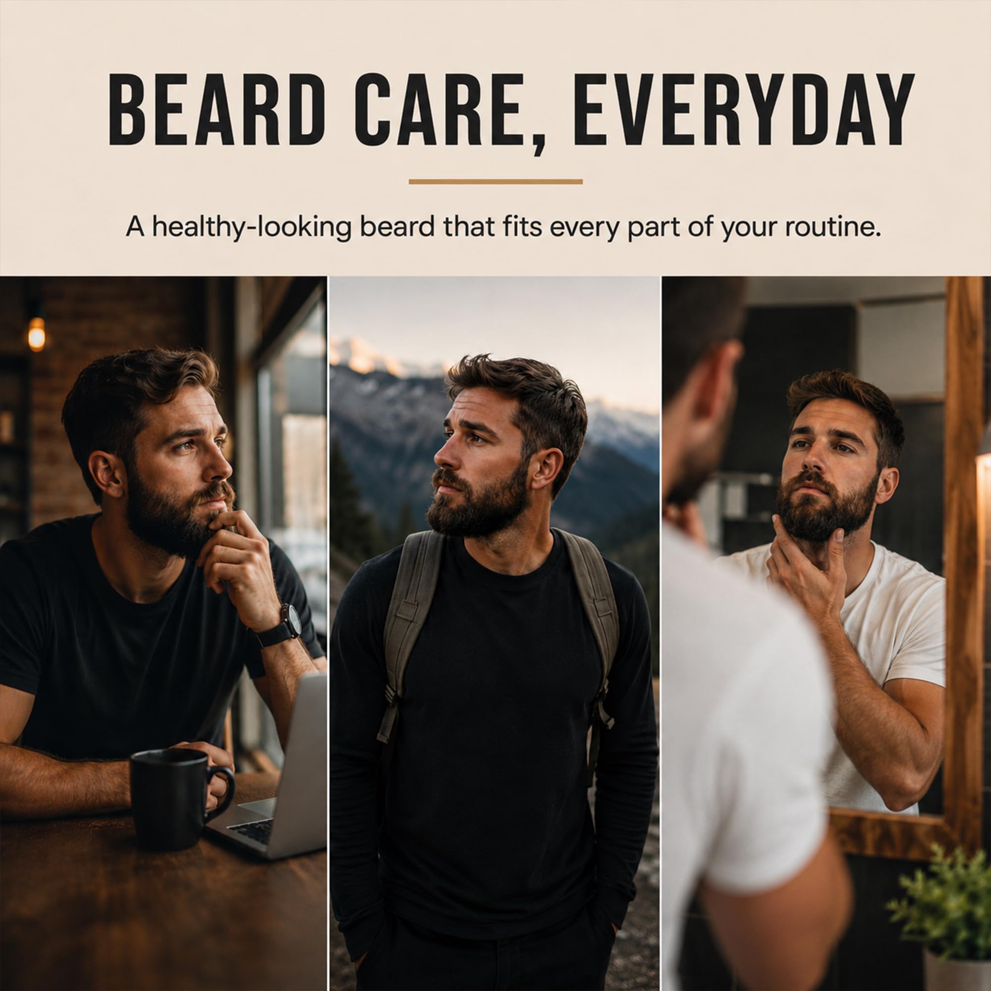 Crafted Beard Growth Kit - Grow a Thicker, Fuller Beard - Complete 3-Month Set with Oils, Roller, and Vitamins (1 Month Kit)