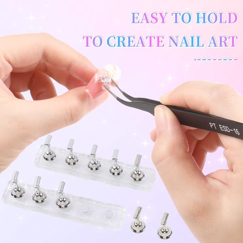 ANGNYA Nail Holder for Painting Nails, 2 Set Nail Stand for Press Ons with 96 Reusable Adhesive Putty Magnetic Fake Nail Art Stand for Training Display Home DIY Beginner Salon Supplies