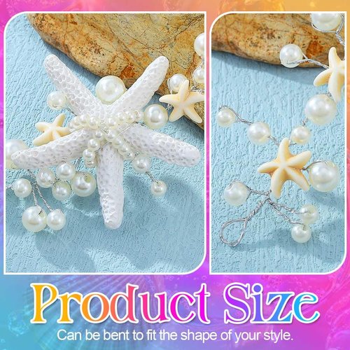 GORAIS Starfish Bride Wedding Hair Vine Silver Pearl Bridal Mermaid Headpiece Beach Hair Accessories Headband for Women and Girls