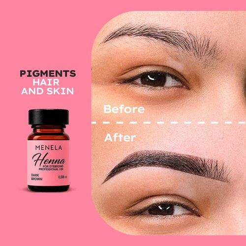 MENELA Eyebrow Henna Tint Kit – Dark Brown – Up to 60 Applications, DIY & For Professional Use, 2.5g Henna + 15ml Fixer, Bamboo Extract, Easy At-Home Brows, Ammonia-Free, Vegan