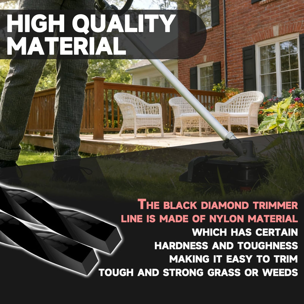 String Trimmer Line, 885ft 0.095" for Black Diamond Trimmer Weed Eater String Replacement, Premium Nylon Universal, Professional Twisted Weed Wacker String with Built-in Line Cutter (Upgraded version)
