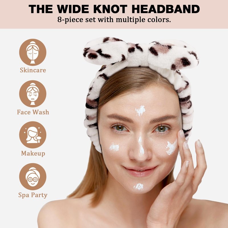 YOOVR 8pcs Spa Headband, Easter Basket Stuffers, Bulk Easter Mothers Day Gifts, Stocking Stuffers for Teen Girls Women, Skincare Makeup Face Wash Headband, Goodie Bags Gift Baskets Party Favors