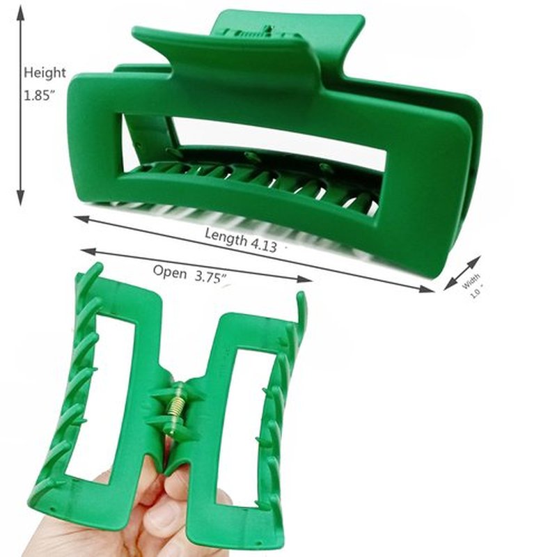 Kitiin Solid Green Large Hair Claw Clips for Thick/Fine/Thin Hair,Strong holding teeth interlocking Women Jaw Clips for Hair 3 Count In set hair clips for patrick's day (Green)