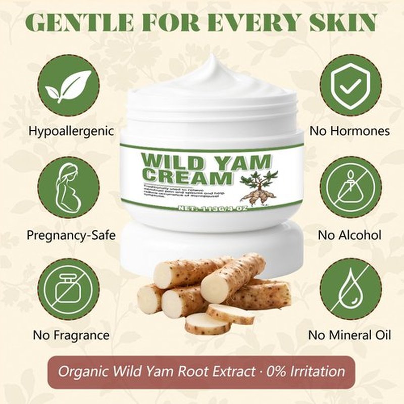 Paistely Wild Yam Cream for Hormone Blance, Progesterone Cream for Women, Supports Hormone Health, Fertility & Menopause Comfort with a Powerful Natural Blend, Natural, 4 oz