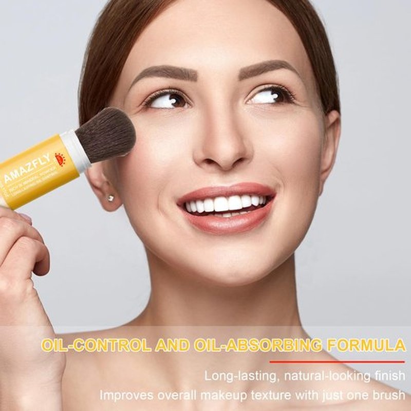 Mineral Sunscreen Setting Powder, SPF 35 Brush Sunscreen Powder for Face & Scalp, Long Lasting Lightweight Breathable, Oil Control Natural Matte Finish (#05 Medium)