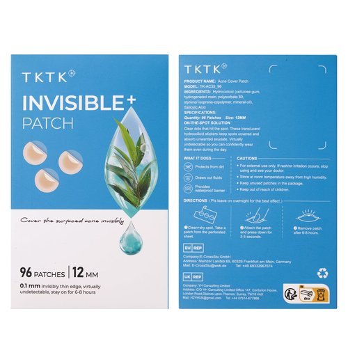TKTK Pimple Patches, 12mm Invisible Acne Patches for Face with Salicylic Acid, 0.01cm Extra Thin Outer Edge, Hydrocolloid Zit Patch for Pustule, Whitehead, Cystic Acne Spot, 96 Count