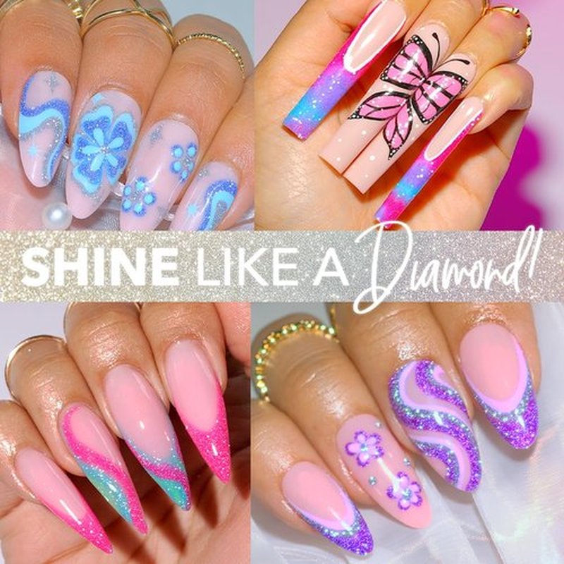 KIARA SKY Gel Polish DiamondFX Reflective Glitter Soak Off with Sparkle Diamond dust effect 0.5 fl oz, Dragonfruit (hot pink)