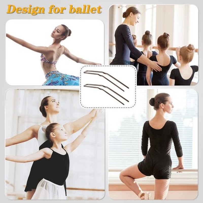 MTLEE 24 Pcs U Shaped Hair Pins, Ballet Bobby Pins for Updo with Storage Box, Metal U Bun Hair Forks for Women Girls, Thick Thin Long Curly Hair(Brown, 2.5 Inch, 3 Inch)