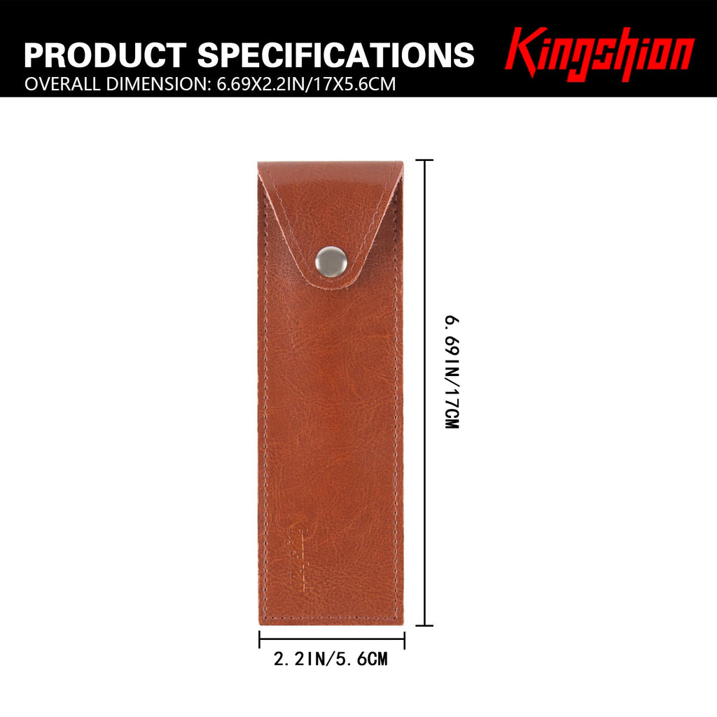 Kingshion Genuine Leather Straight Razor Cover, Protective Snap Closure Shaving Razor Sleeve, Travel Storage Pouch for Straight Edge Razors