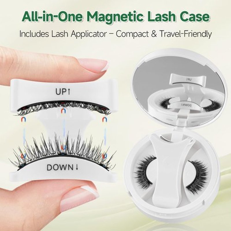 Magnetic Eyelashes with Applicator – No Glue or Eyeliner Needed, Reusable Natural Look Lashes, Lightweight & Comfortable, Easy to Apply and Remove