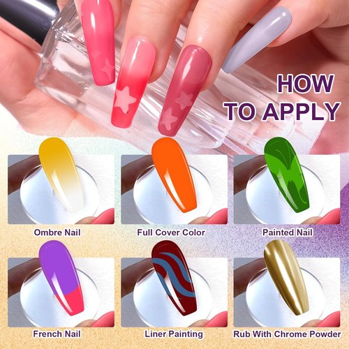 U-Shinein Gradient Painting Gel Set, 24 Bright Pink Blue Colors Ombre Gel Nail Polish for Pigment Pat Nail Gel Kit, Silky Texture, French Manicure DIY Nail Art, No-wipe Soak of UV