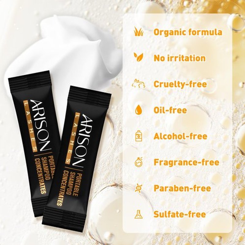 ARISON LASHES Shampoo Concentrate for Eyelash Extensions Lash Cleaning Hypoallergenic and Non-irritation Cleanser for Personal Travel or Home(Unscente)