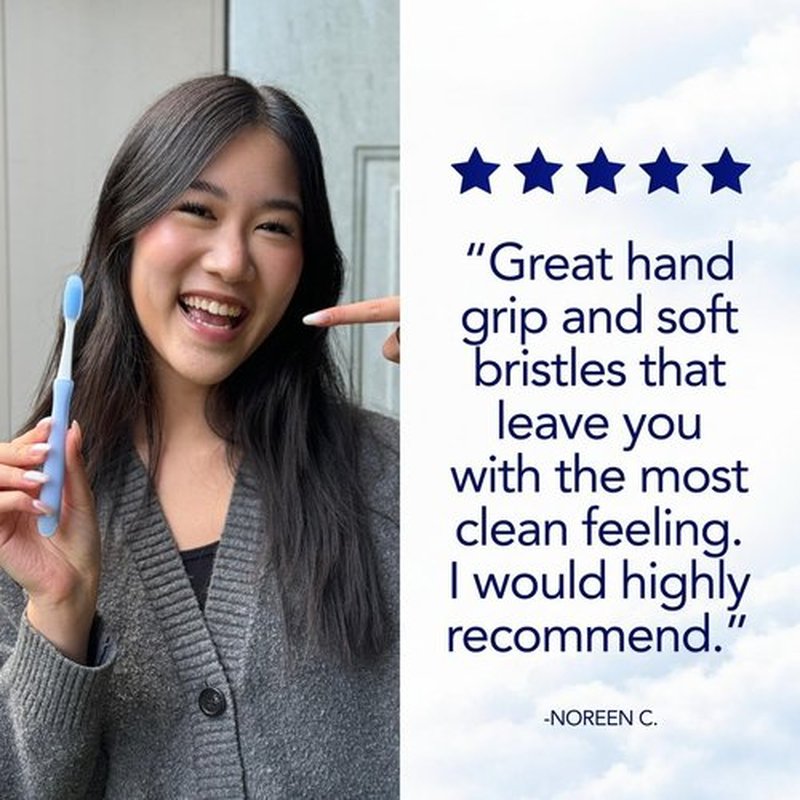 Skiennix Extra Soft Toothbrush for Sensitive Gums - Ultra-Soft TPU Bristles, BPA-Free, Reusable Handle with 2 Replaceable Heads & Travel Covers