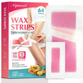 Wax Strips: 64 Waxing Strips - Hair Removal Wax - Brazilian Waxing - Waxing Kit for Women - Body Legs Arms Chest Back Bikini - Wax Kit At Home for Hair Removal - 4 Calming Oil Wipes - 2 sizes