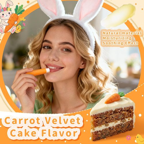 Skiennix Carrot Lip Balm - Moisturizing & Nourishing Easter Gift Set | 6 Pcs for Women & Adults