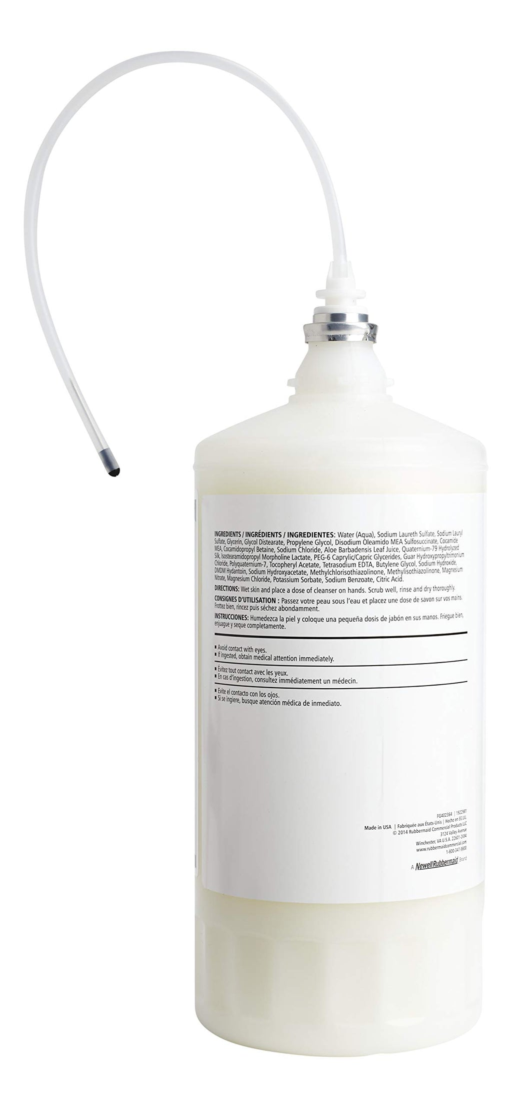 Rubbermaid Commercial Products OneShot Dye & Fragrance Free Lotion Hand Soap Refill, 1600mL, Compatible with RCP's Touchless OneShot Lotion Dispensers, for Restrooms in Offices/Restaurants