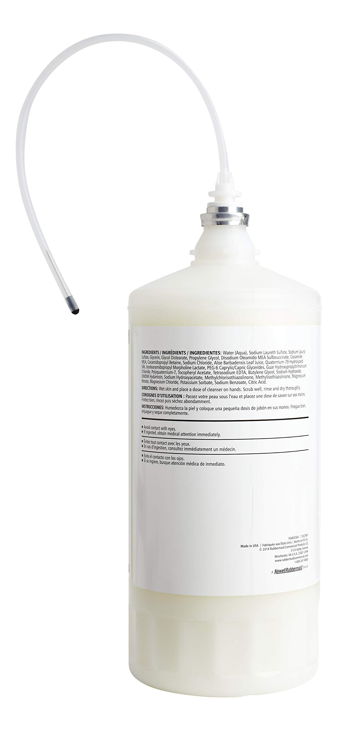 Rubbermaid Commercial Products OneShot Dye & Fragrance Free Lotion Hand Soap Refill, 1600mL, Compatible with RCP's Touchless OneShot Lotion Dispensers, for Restrooms in Offices/Restaurants