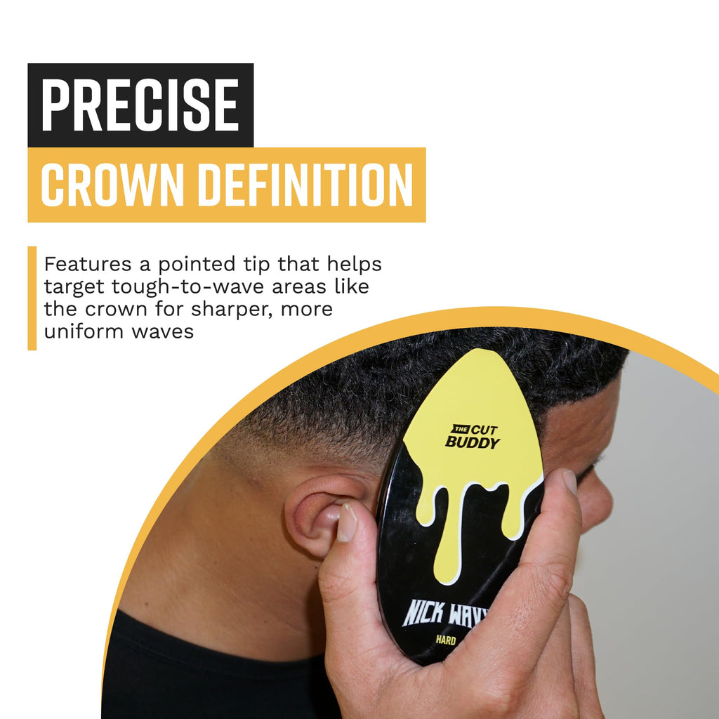 The Cut Buddy Nick Wavy Collection 360 Wave Hard Bristle Brush, Deep Penetration for Wolfing and Crown Definition, Ergonomic Grip, 7 Row