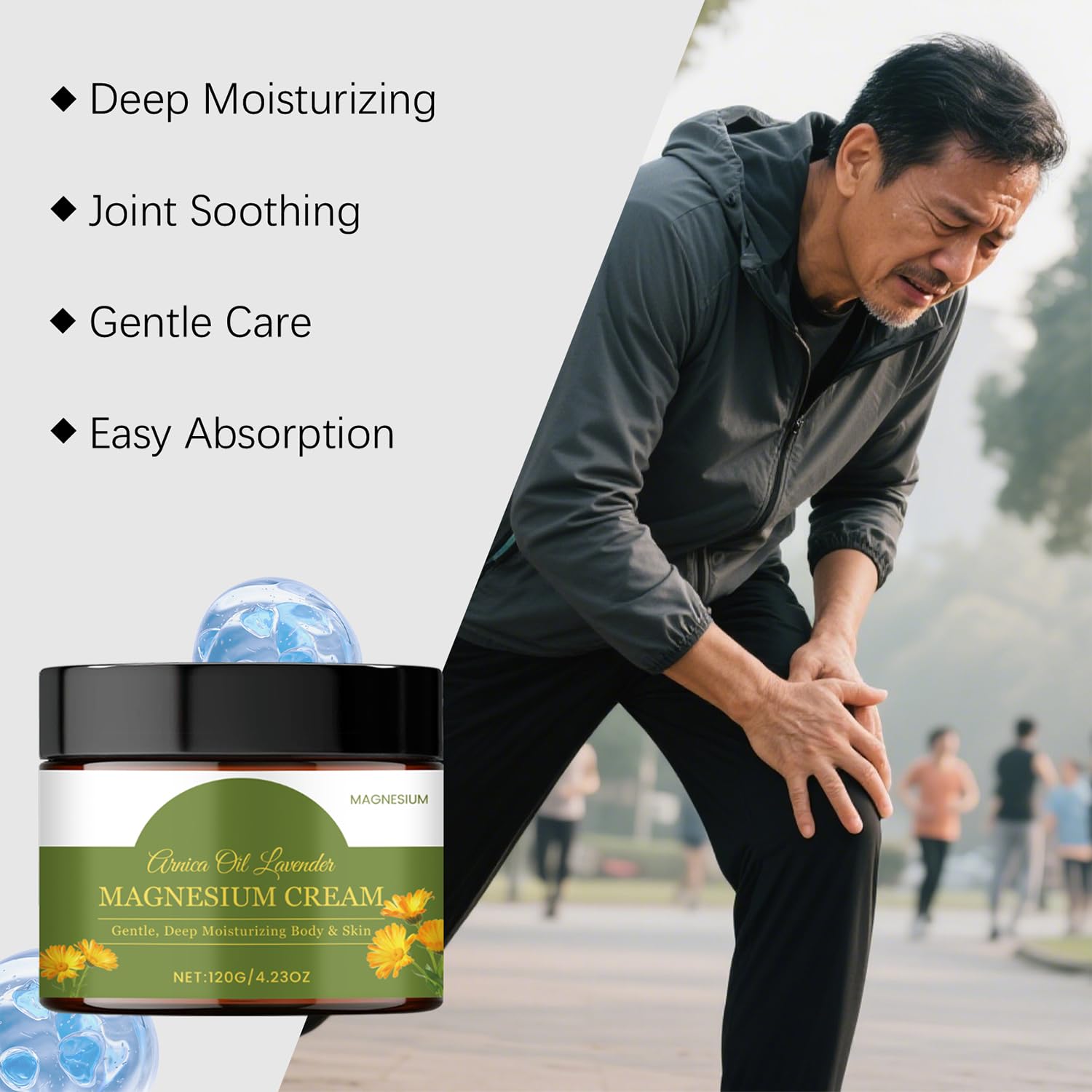 CleJoy Magnesium Cream with MSM & Arnica for Nerve Relief - 120g/4.23oz, Mild Formula Soothes Skin & Calms Nerves, Daily Soothing Moisturizing Body Care