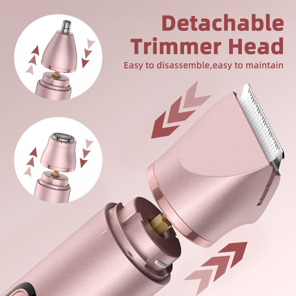 Bikini Trimmer for Women, Nose Hair Trimmer, Painless Electric Razor, Smooth Facial Hair Remover, Body Hair Trimmer for Legs and Armpit