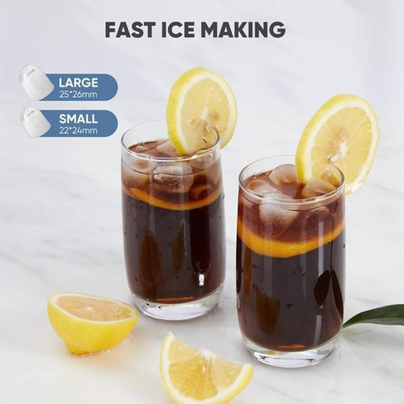 DUMOS Portable Ice Maker - 26Lbs/24H, Self-Cleaning, Quiet Design, 9 Bullet Cubes in 6 Mins - Green