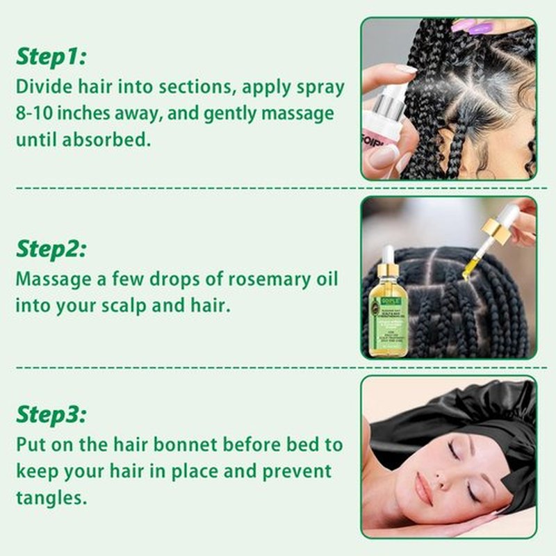 Braid Spray Rose Mint for Dreads Dreadlocks - Braids Locks Sprays Rose Water Braiding Spray for Locs Dull Shine & Lightweight - Loc Moisturizer for Box Braids Rosemary Oil for Hair Growth Hair Bonnet