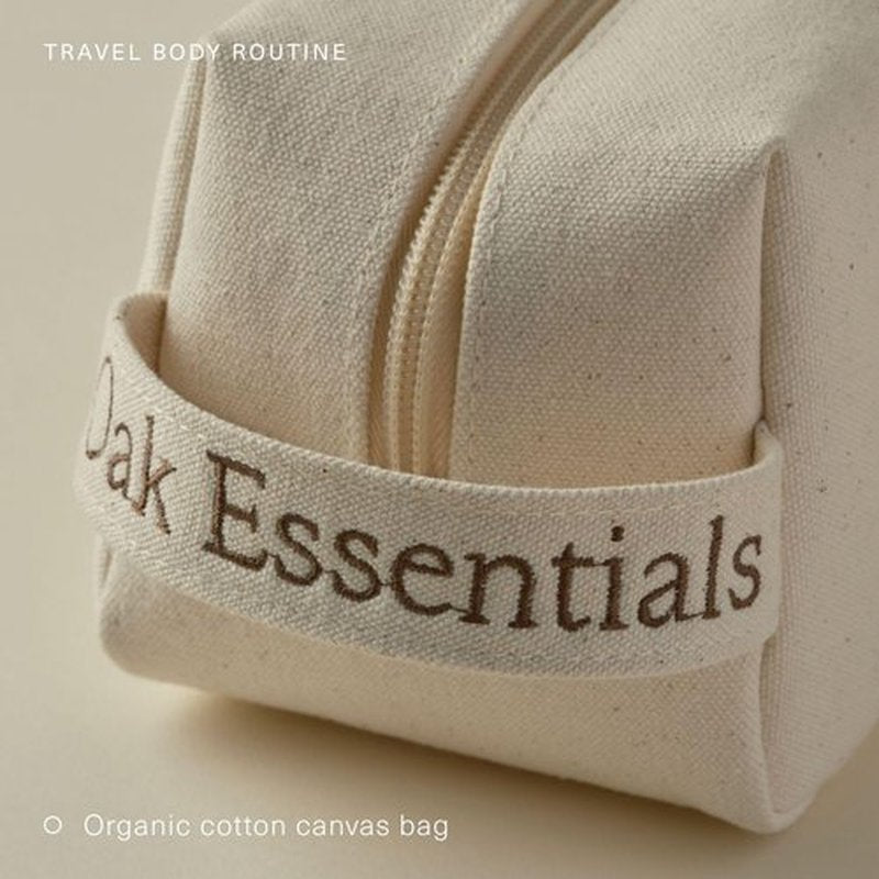 Oak Essentials Travel Body Routine - TSA-Friendly Mini Body Care Set with Wash, Scrub, Lotion & Balm