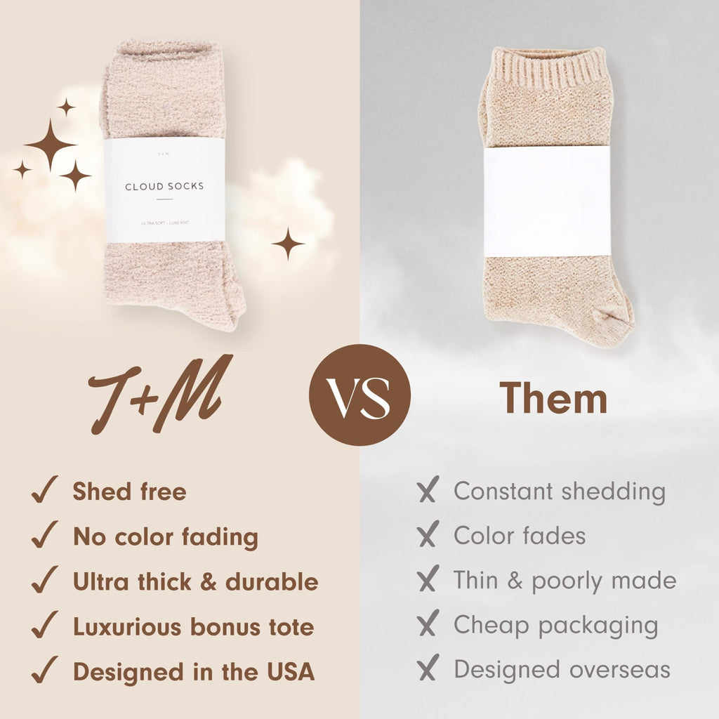 Unboxme Fuzzy Socks for Women - Cozy Cloud Socks, Ultra Soft Plush Sleep Socks for Women & Men, Birthday Gift with Travel Tote, Stone, 1 Pair