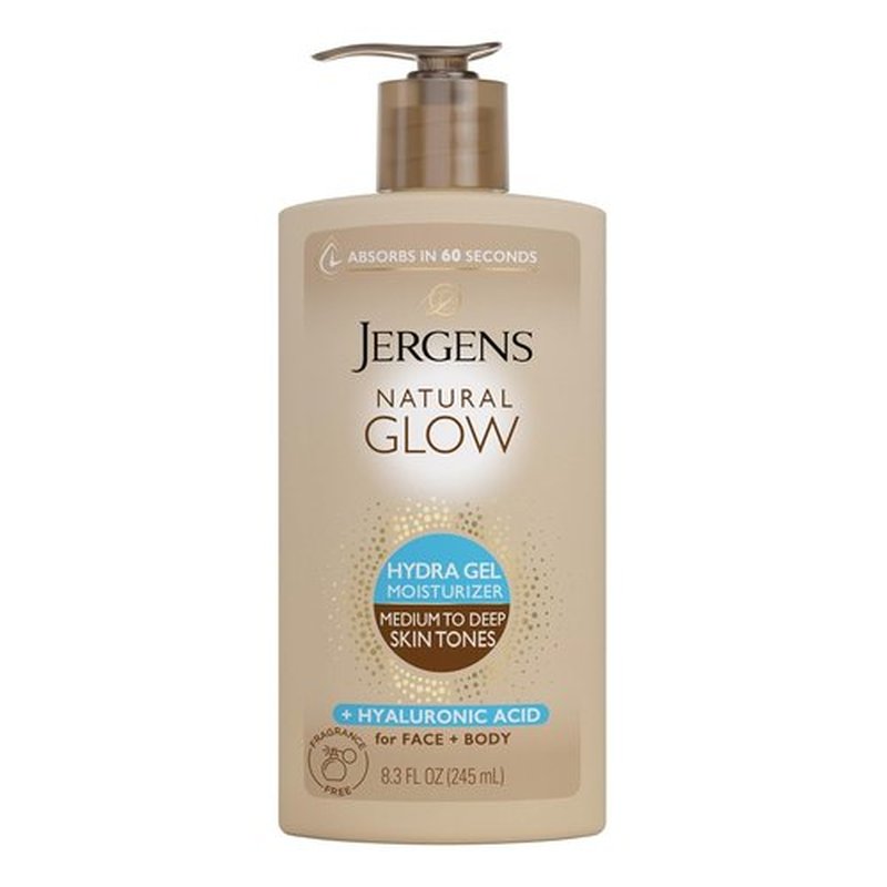 Jergens Natural Glow Hydra Gel Moisturizer - Fragrance-Free Tanning Lotion with Hyaluronic Acid | 8.3 Fl Oz