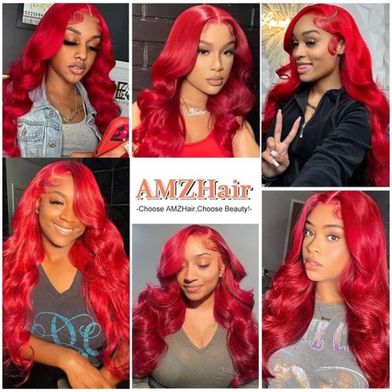 30 Inch Red Lace Front Wigs Human Hair Body Wave 13x4 Red HD Lace Frontal Wig Human Hair Wear and Go Glueless Hot Red Wigs Human Hair Pre Plucked with Baby Hair Burgundy Red Wigs For Black Women