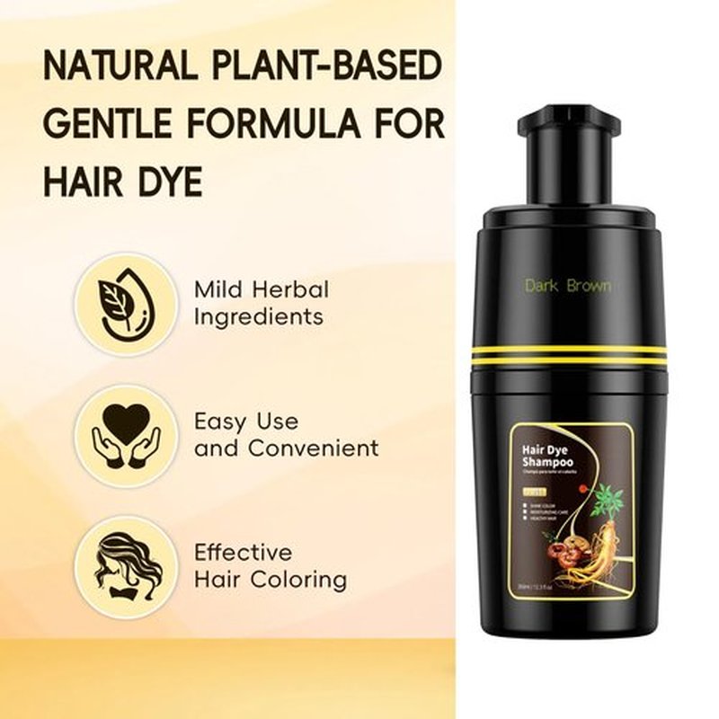 BOJICA Dark Brown Hair Dye Shampoo for 100% Gray Hair Coverage - 3 in 1 Color Shampoo/Instant/Herbal Ingredients for Women and Men 350ml (12.3 Fl oz)