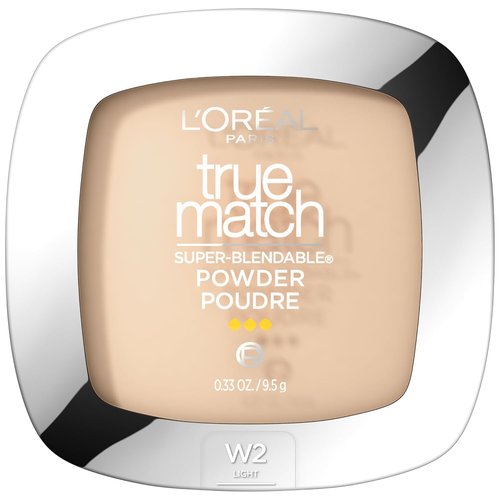 L'Oreal Paris True Match Powder Foundation - Oil-Free, Super Blendable, W2 Light, 0.33 oz