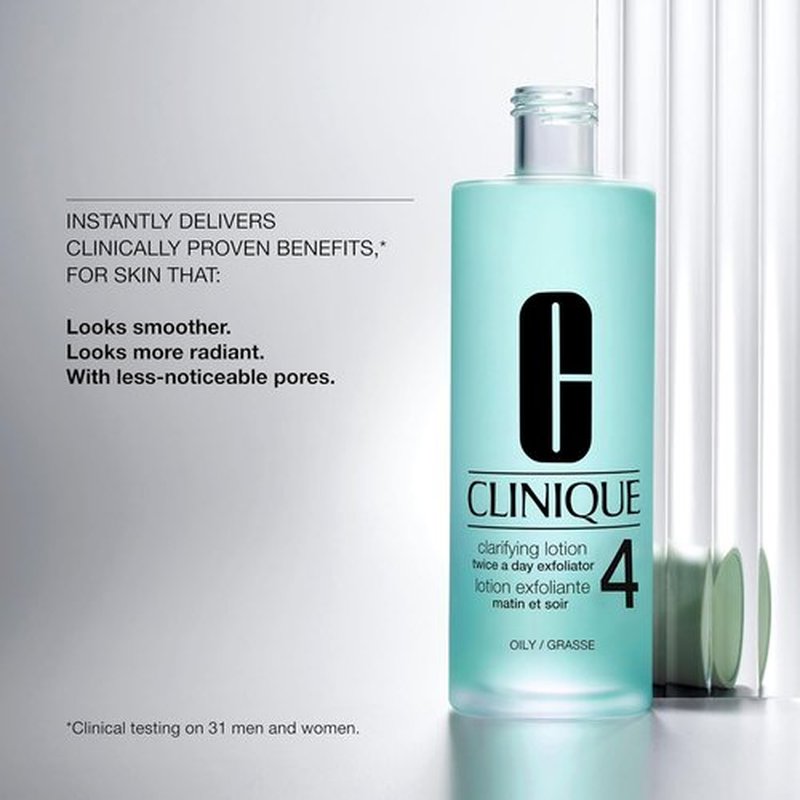 Clinique 3-Step Clarifying Lotion - Exfoliating Toner with Witch Hazel & Salicylic Acid | 4 oz for Oily Skin