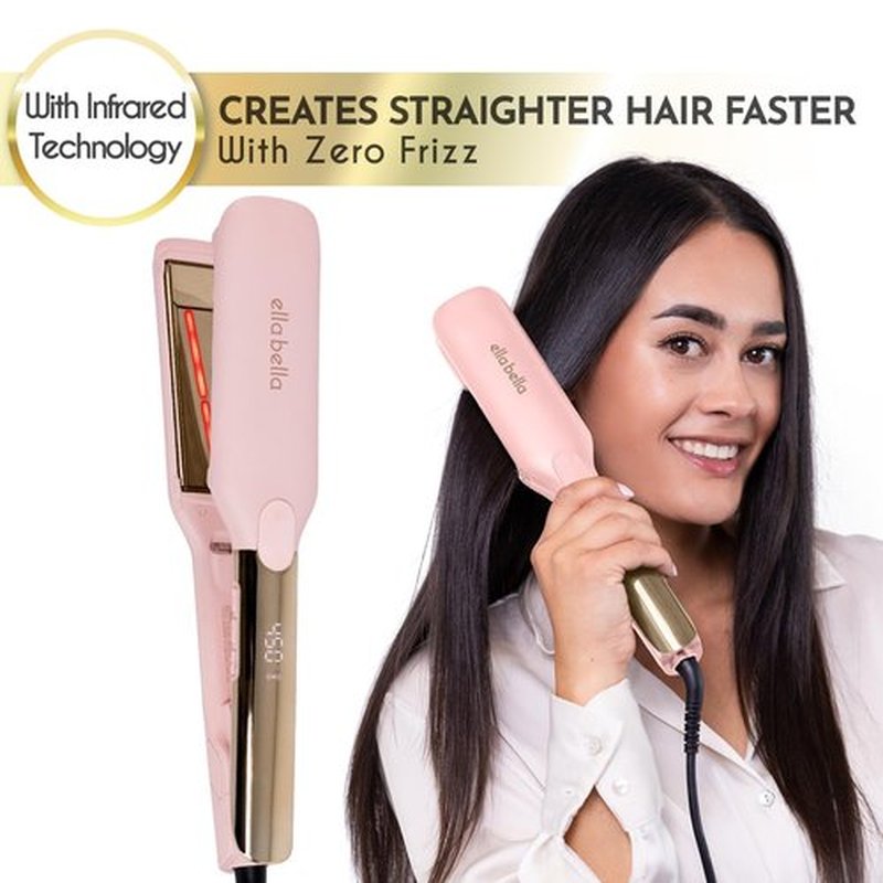 ELLA BELLA® Titanium Flat Iron Hair Straightener (with Infrared) • Professional Straightening Iron • Digital Display to Accurately Control Temperature • As Featured in Good Housekeeping
