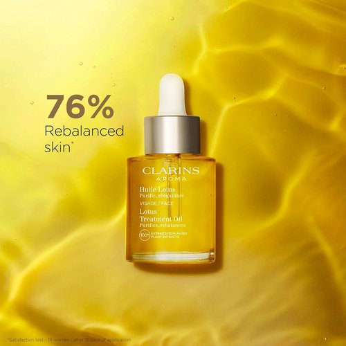 Clarins Lotus Face Oil Treatment - Hydrates & Balances Skin | Tightens Pores & Minimizes Fine Lines | 100% Natural Plant Extracts