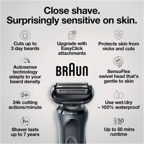 Braun Series 6 6075cc Electric Shaver - Wet & Dry, Rechargeable, Cordless with SmartCare Center & Precision Trimmer | Black