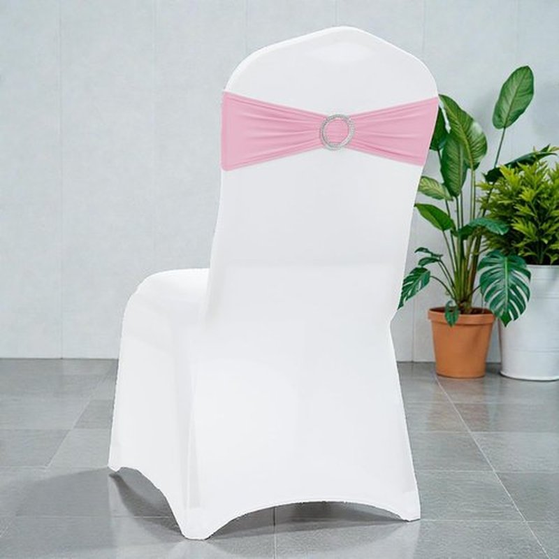 MDS Premium Stretch Spandex Chair Sashes - Pack of 75, Universal Fit for Weddings & Events | Pink