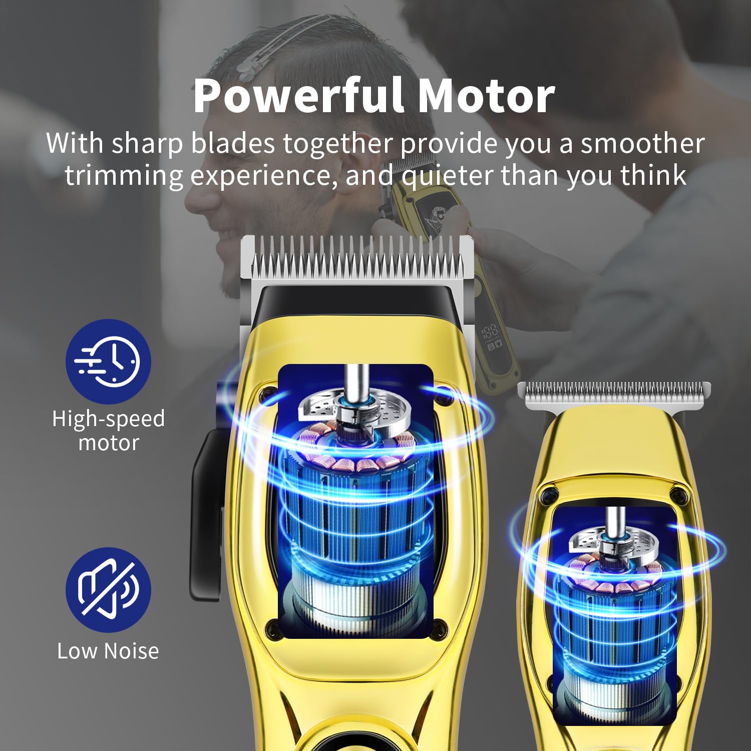 HIENA PRO Professional Hair Clipper Set for Men, Cordless Rechargeable Haircut Clippers, Clipper Set and Trimmer Kit for Hair Cutting, Hair Cutting Tools, Gifts for Men