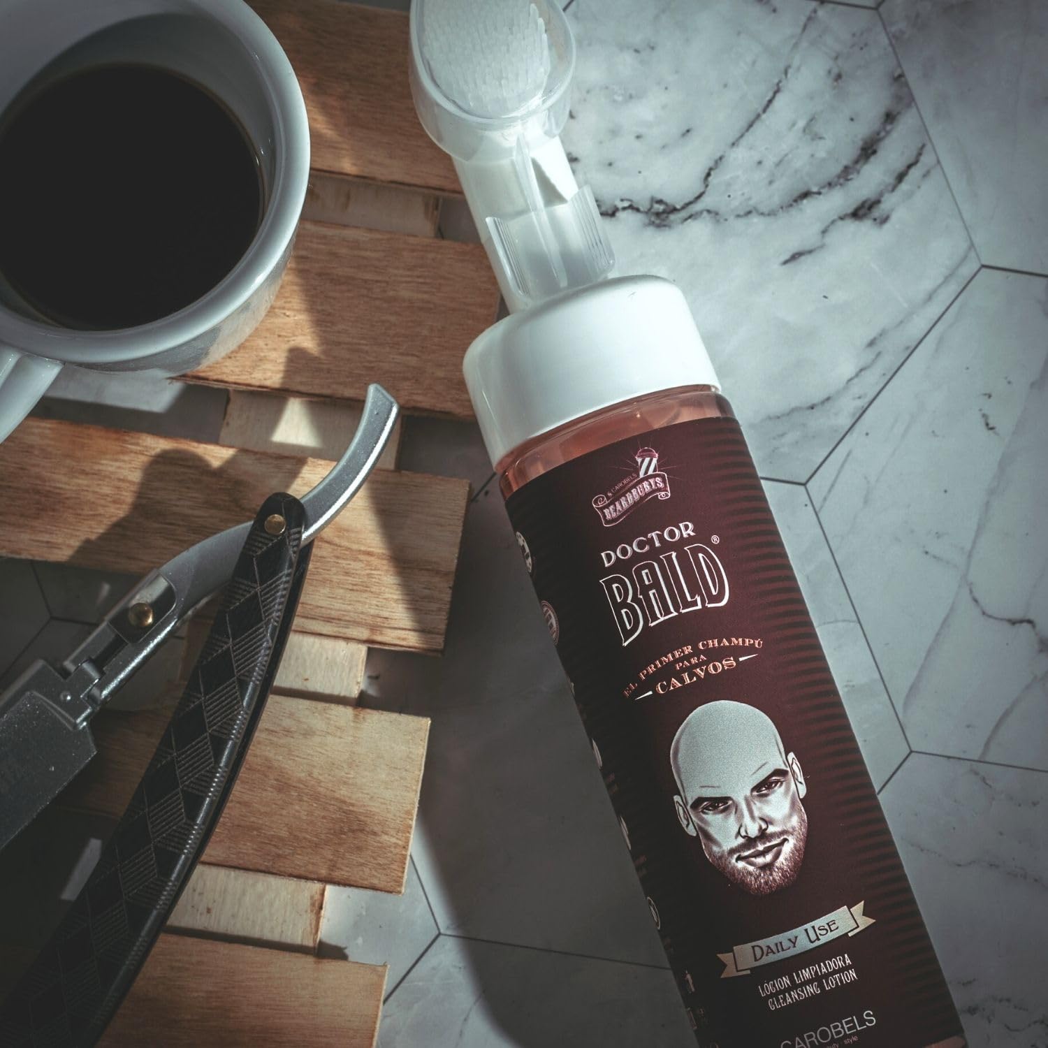 Beardburys Doctor Bald Cleansing Lotion for Bald Men, 100% Vegan Scalp Moisturiser with Aloe Vera, Essential Oils & Witch Hazel, Anti-Itch, Oil Control, Sulphate & Paraben Free, 200ml