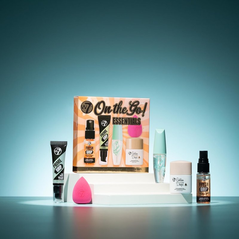 W7 On The Go Essentials Set - Mini Makeup Must-Haves with Primer, Setting Spray & Mascara | Travel Size Beauty Kit