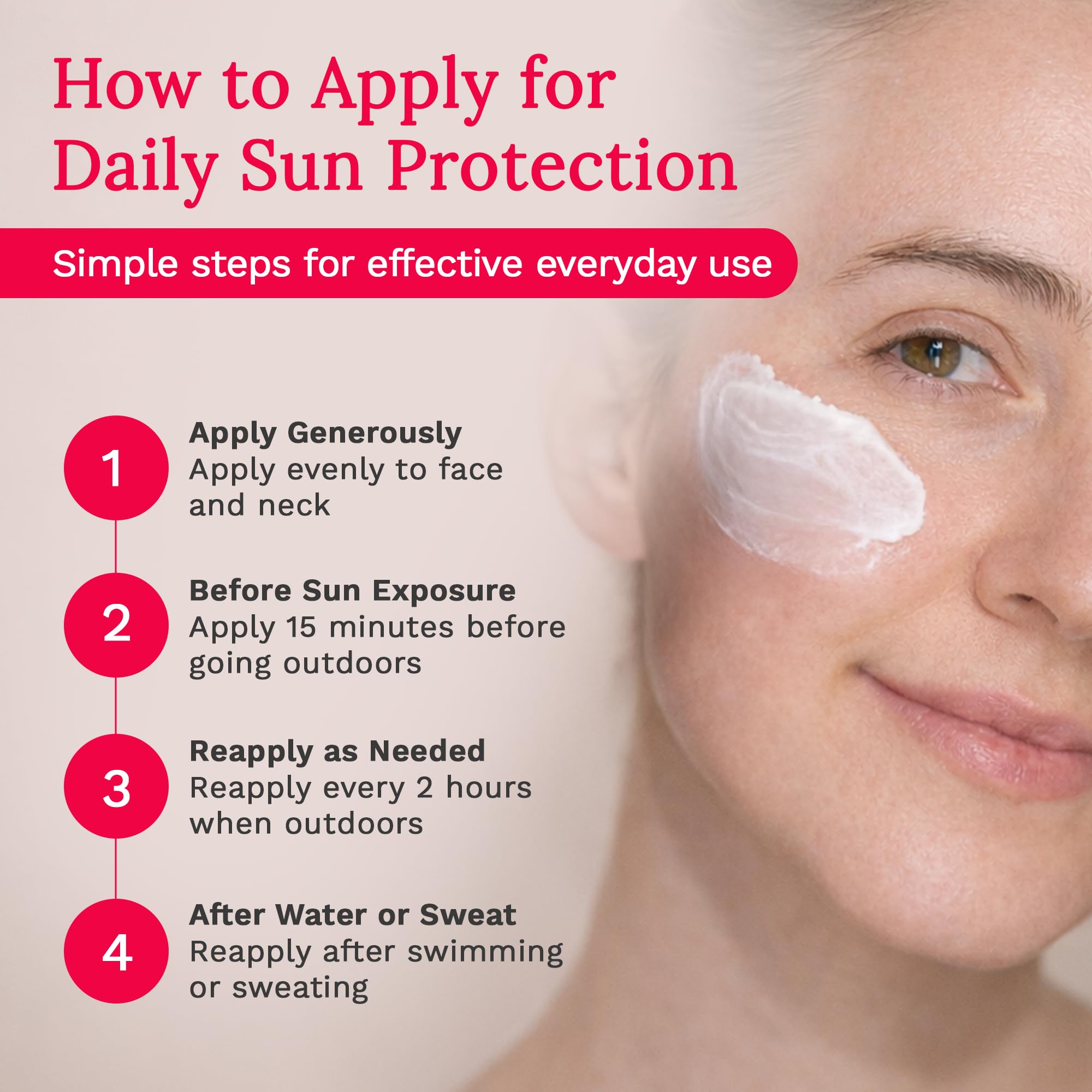 Rejuvaskin Mineral Facial Sunscreen SPF 32, Daily Mineral Sunscreen Face for Sensitive Skin, Broad Spectrum UVA/UVB Protection, Oil Free, Acne Safe Sunscreen, 3.38 fl oz.