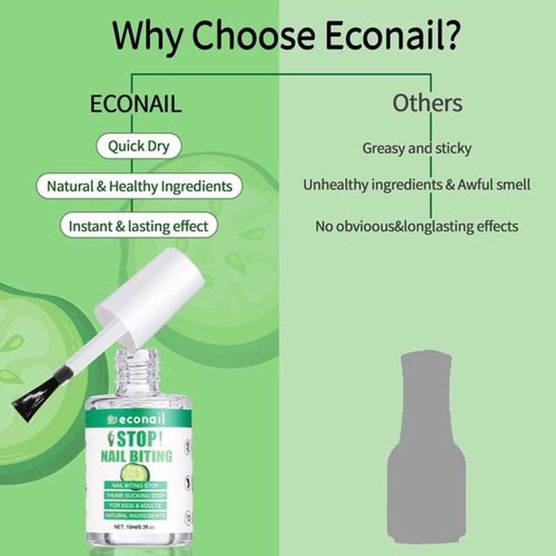 Econail Nail Biting Treatment For Kids, Nail Biting Prevention, No Bite Nail Care, Thumb Sucking Deterrent For Ages 3+, 0.5 fl oz (10ml)