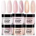 AZUREBEAUTY Dip Powder Nail Set, 6 Colors Nude Pink Glitter Cat Eye Natural Dipping Powder Starter All Season Kit, French Nail Art Manicure DIY Salon, No Need Nail Lamp Cured