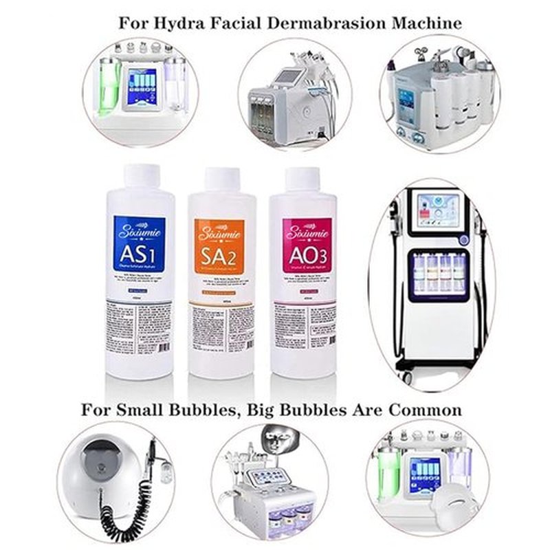 Marfort AS1 SA2 AO3 Aqua Peeling Solution Combination with Salon Special Solutions Skin Care Aqua Peeling Serum Machine 400ml (Set of 3 Bottles)