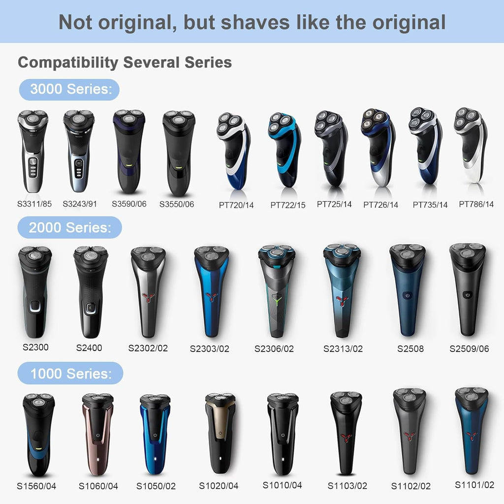 Rollingfit SH30 Replacement Heads Compatible with Philips Norelco Electric Shaver Series 1000, 2000, 3000 and S738, Easy Cut and Replace, 3-pc Pack